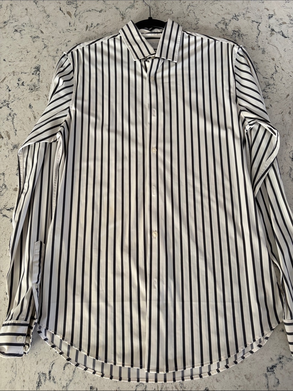 Zara Men's White Shirt with Black Vertical Stripes